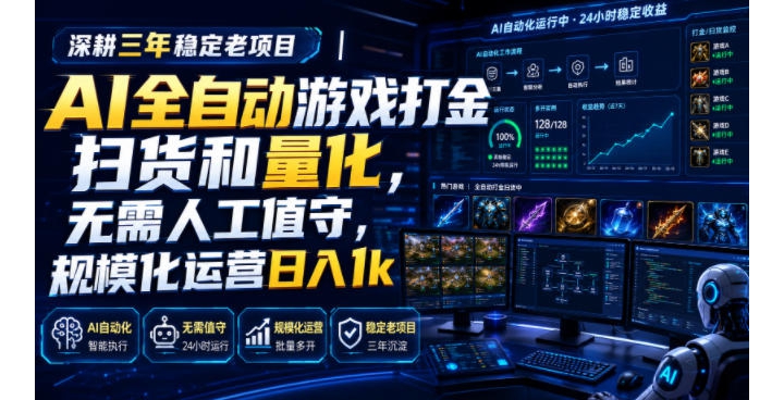 AIȫ�Զ���Ϸ���ɨ������������ģ����Ӫ����1k����������ȶ�����Ŀ��