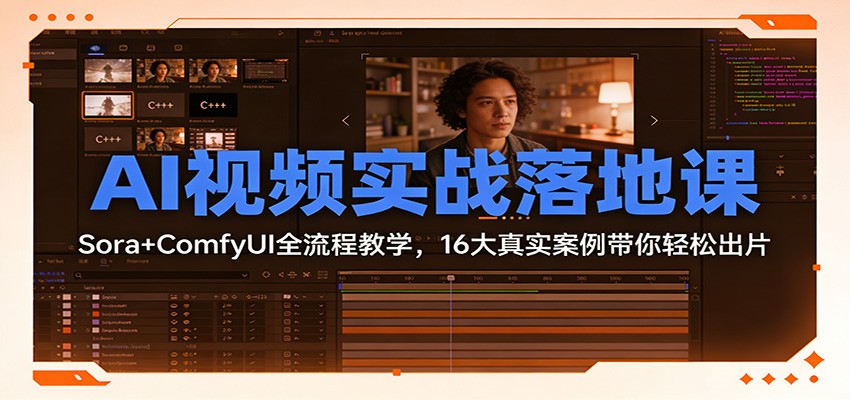AI��Ƶʵս��ؿΣ�Sora+ComfyUIȫ���̽�ѧ��16����ʵ�����������ɳ�Ƭ3406 ����:��Ե��ҵ�� ����ID:118984 