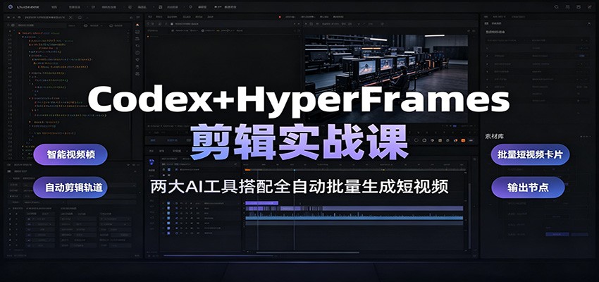 Codex+HyperFrames����ʵս�Σ�����AI���ߴ���ȫ�Զ��������ɶ���Ƶ2808 ����:��Ե��ҵ�� ����ID:120701 