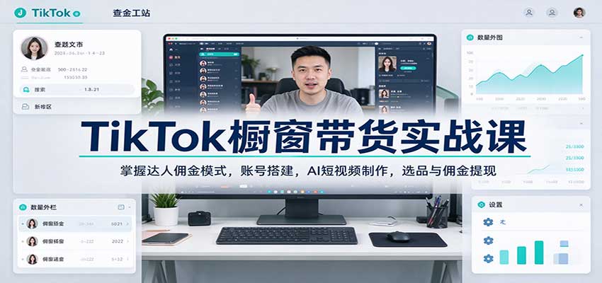 TikTok��������ʵս�Σ����մ���Ӷ��ģʽ���˺Ŵ��AI����Ƶ������ѡƷ��Ӷ������6476 ����:��Ե��ҵ�� ����ID:121624 